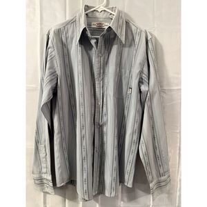 VTG‎ 90s BC Ethic Club Shirt Men's L Gray Blue Green Patterned Party Long Sleeve